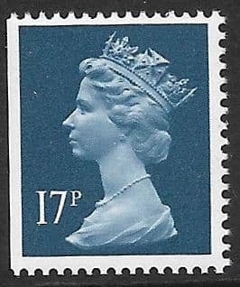 _X911y** MISSING PHOSPHOR  17p Deep Blue Imperf Left  ( FCP-DEX)  (X Number Machin Stamps)