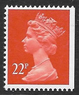 _X917y MISSING PHOSPHOR  22p Bright Orange -Red  ( FCP-DEX)  (X Number Machin Stamps)