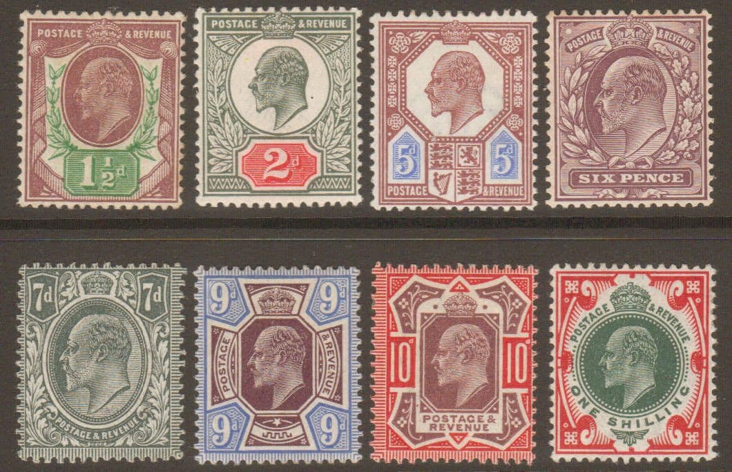 1911 Edward VII Somerset House Stamp Set of 8 Unmounted Mint SG287-314