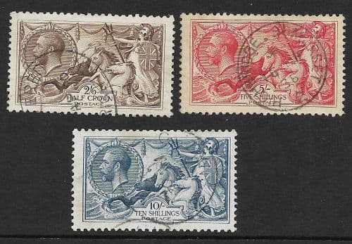 1918 SG413a-417 Bradbury Seahorses Stamp Set Very Fine Used (Stock Code SH0063)
