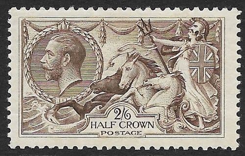 1918 SG414 2/6d Chocolate Brown Seahorse Stamp Bradbury Unmounted Mint (Stock SH0013)