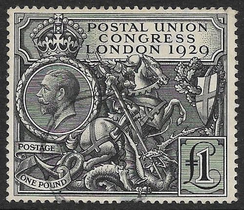1929 SG438 George V £1 PUC Very Fine Used (stock ref 438015)