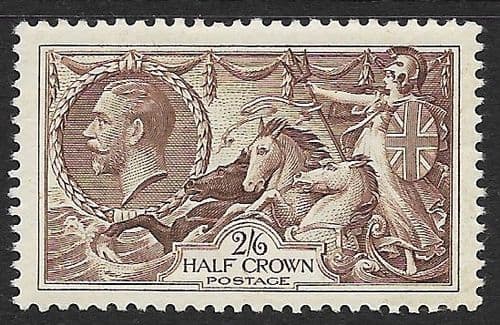 1934 SG450 2/6d Chocolate Brown Re-Engraved Seahorse Stamp MOUNTED MINT (Stock SH0029)