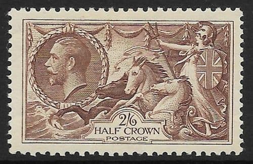 1934 SG450 2/6d Chocolate Brown Re-Engraved Seahorse Stamp MOUNTED MINT (Stock SH0078)