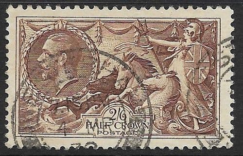 1934 SG450 2s6d Chocolate-Brown Re-Engraved Seahorse Stamp Very Fine Used (Stock SH0022)