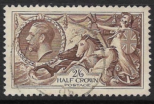 1934 SG450 2s6d Chocolate-Brown Re-Engraved Seahorse Stamp Very Fine Used (Stock SH0047)
