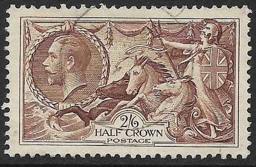 1934 SG450 2s6d  Chocolate-Brown Re-Engraved Seahorse Stamp Very Fine Used (Stock SH0060)