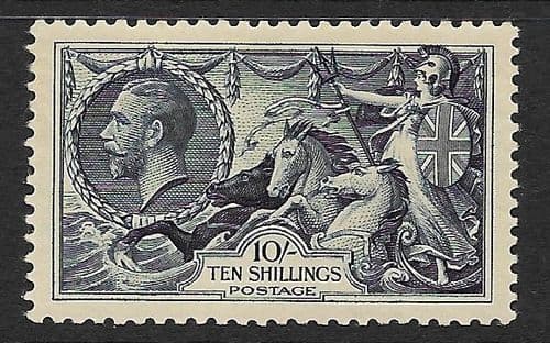 1934 SG452 10/- Dull Grey-Blue Re-Engraved Seahorse Stamp Unmounted Mint (Stock SH0035)
