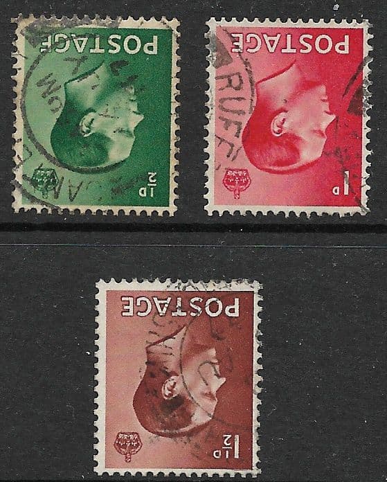 1936 Edward VIII Inverted Watermark Stamp Set Used SG457wi-459wi