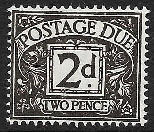 1954 D41 2d Agate QEII Tudor Crown  Postage Due  MOUNTED Mint