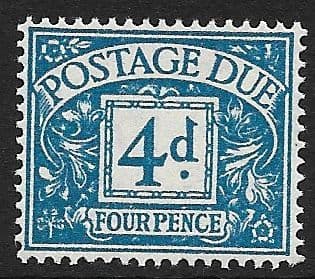 1954 D43 4d Blue QEII Tudor Crown  Postage Due  MOUNTED Mint