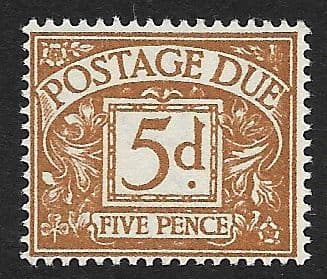1954 D44 5d Yellow-Brown QEII Tudor Crown  Postage Due  MOUNTED Mint