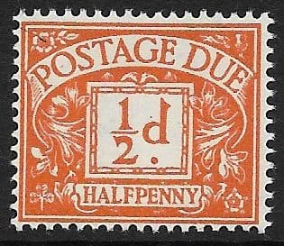 1955 D46 ½d Bright Orange QEII  St Edward  Crown  Postage Due  MOUNTED Mint