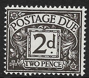1955 D49 2d Agate QEII  St Edward  Crown  Postage Due  Unmounted Mint