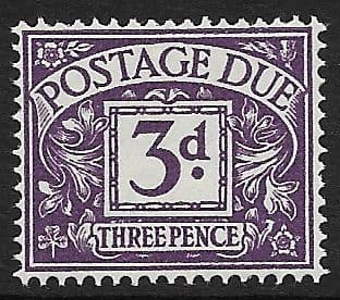 1955 D50 3d Violet QEII  St Edward  Crown  Postage Due  MOUNTED Mint