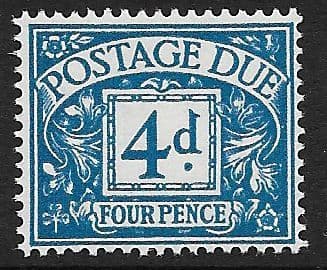 1955 D51 4d Blue QEII  St Edward  Crown  Postage Due  MOUNTED Mint