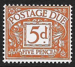 1968 D72 5d Orabge Brown No Watermark  Postage Due  Unmounted Mint