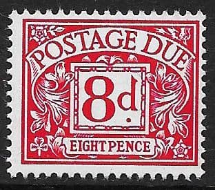 1968 D76 8d Red  (Printed Photo)  No Watermark  Postage Due  Unmounted Mint
