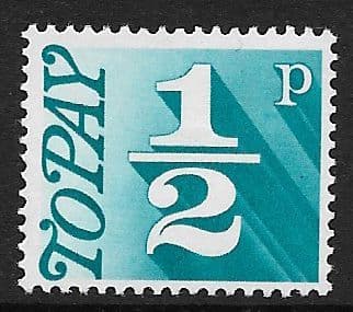 1970 D77  ½p Turquoise-blue Decimal  Postage Due  Unmounted Mint