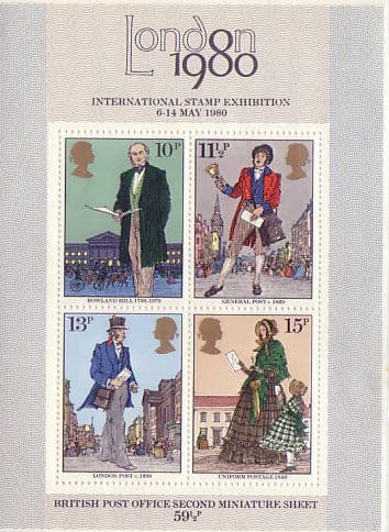 1979 MS1099var MISSING PHOSPHOR ERROR  Rowland Hill Miniature Sheet