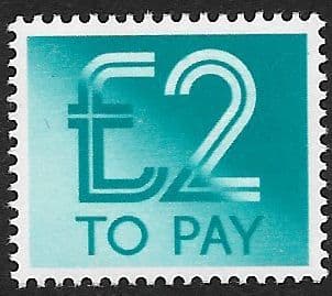 1982 D100 £2  Turquooise-Blue Decimal  Postage Due  Unmounted Mint