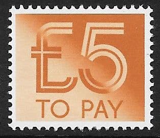 1982 D101 £5 Dull Orange Decimal  Postage Due  Unmounted Mint