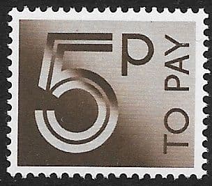 1982 D94 5p Sepia  Decimal  Postage Due  Unmounted Mint