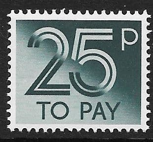 1982 D97 25p Deep Greenish Blue Decimal  Postage Due  Unmounted Mint