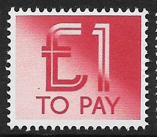 1982 D99 £1 Red Decimal  Postage Due  Unmounted Mint