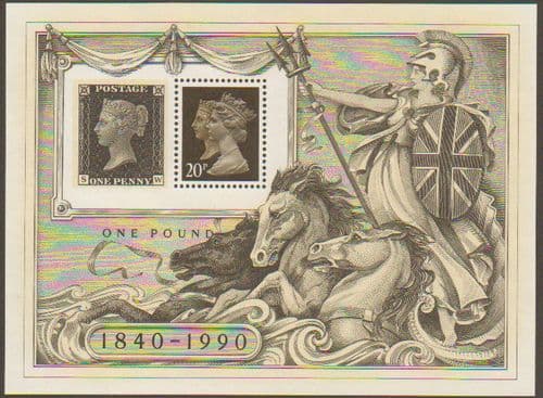 1990 MS1501 Penny Black Stamp World London Miniature Sheet