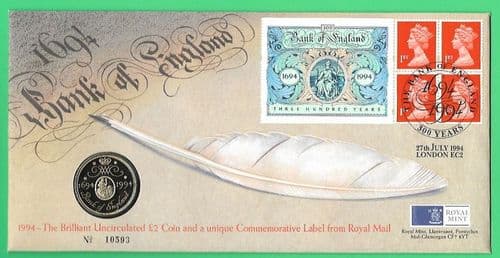 1994 RMC3 Bank of England 300th Anniversary Coin Cover