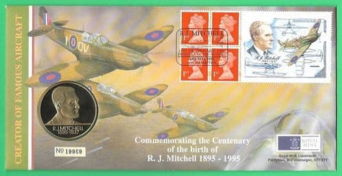 1995 RMC4 R.J.Mitchell Birth Centenary Medallic Coin Cover