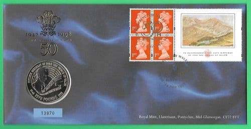 1998 RMC17 HRH Prince of Wales 50th Birthday Coin Cover