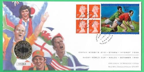 1999 RMC20 Rugby world Cup Wales Coin Cover