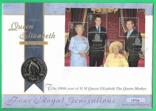 2000 RMC24 Queen's Mother 100th Birthday Coin Cover