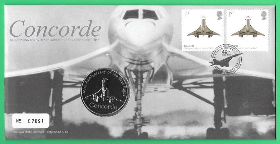 2009 RMC71 1st Concorde Test Flight 40th Anniversary Medallic Coin Cover