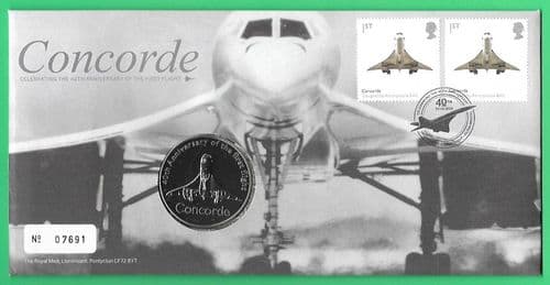 2009 RMC71 1st Concorde Test Flight 40th Anniversary Medallic Coin Cover