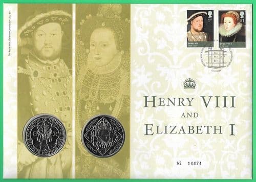 2009 RMC72 Henry VIII 500th & QE Elizabeth 450th Accession Anniversaries Coin Cover