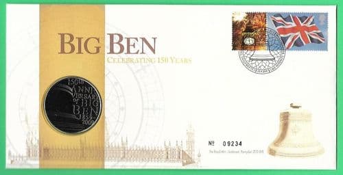 2009 RMC75 Big Ben 150th Anniversary Medallic Coin Cover