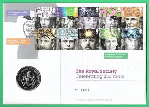 2010 RMC79 Royal Society 350th Anniversary Medallic Coin Cover
