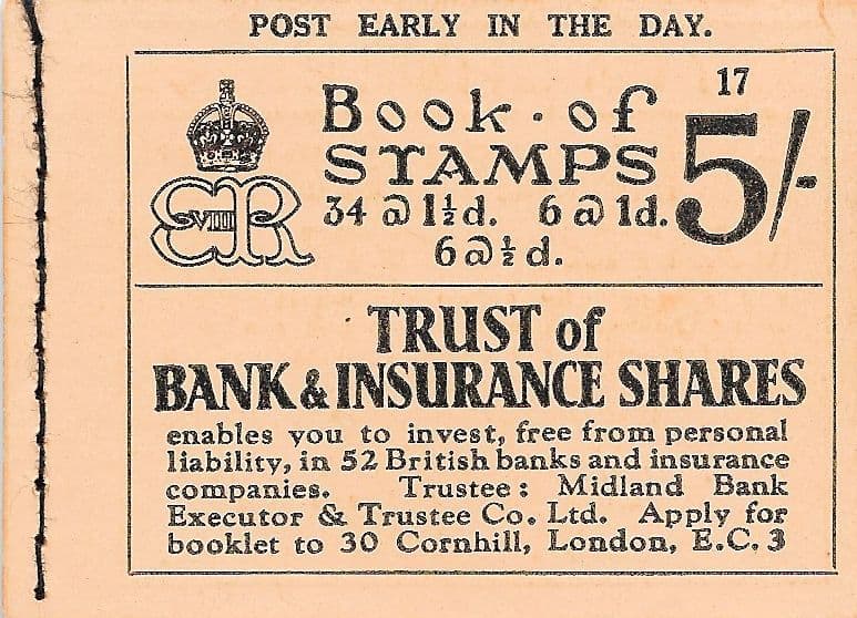 BC4 Edition 17 (1937) 5/- King Edward VIII Stamp Booklet