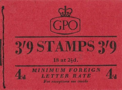G1  November 1953  3s9d  Wilding Stitched Stamp Booklet