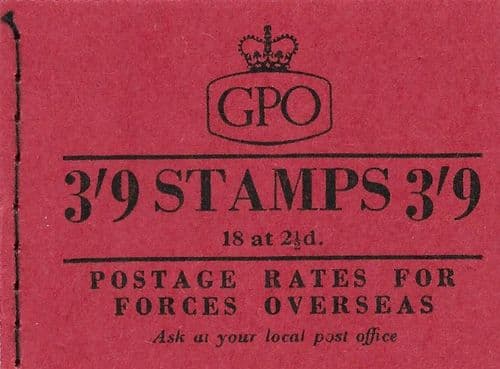 G9 October 1955 3s9d  Wilding Stitched Stamp Booklet