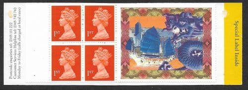 HB13 Booklet (Hong Kong Label Inside) Printed by Walsall 4x1st Class Stamps (Pane 1671La)