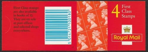 HB14b Booklet (Added No Longer Valid Text in Bold) Walsall 4x1st Class Stamps (4x SG1667)