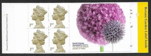 HB20 Booklet (Botanic Gardens Label Inside) Printed by Walsall 4x1st Class Stamps (Pane 2124L)