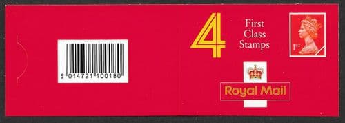 HB3a Booklet (Perf 13 Error) Printed by Walsall 4x1st Class Stamps (Pane 1516cl)