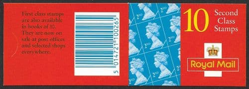 HC13a Booklet (Blue Fluor) Printed by Questa 10x 2nd Class Stamps (10x SG1670)