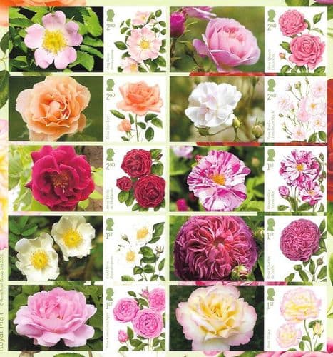 LS182 2026 Roses - Set of 10 Stamps with Labels (Post Office Label Sheets)