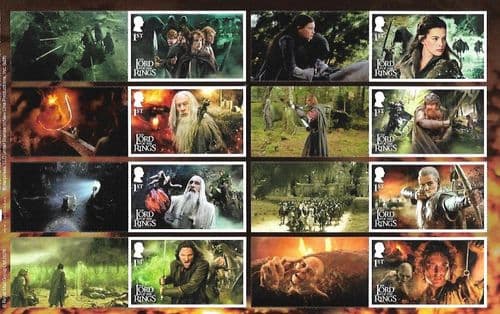 LS183 2026 Lord of the Rings - Set of 8 Stamps with Labels (Post Office Label Sheets)